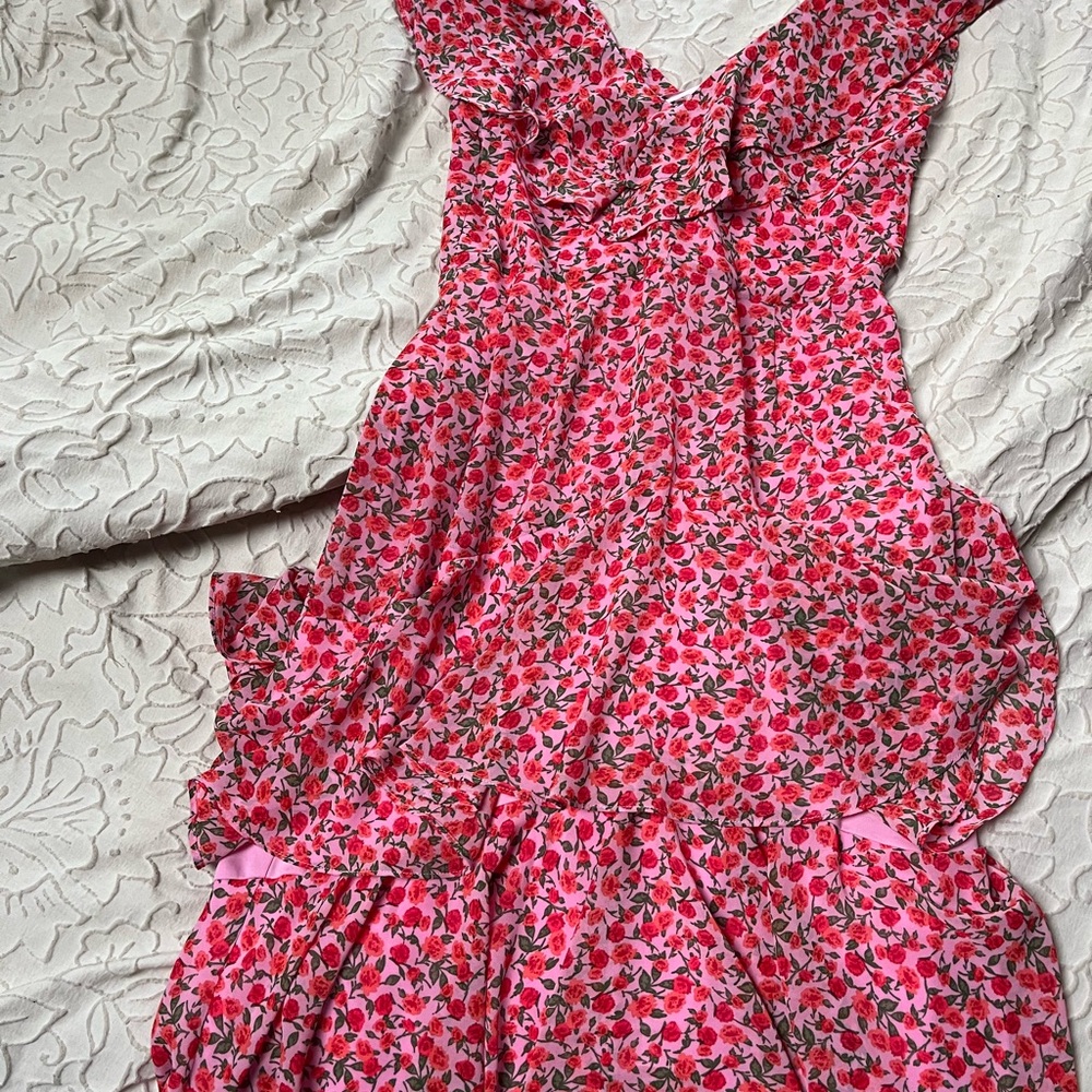 Floral Pink Ruffle Dress